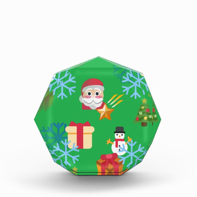 green christmas emoji acrylic award (Front)