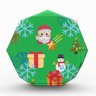 green christmas emoji acrylic award