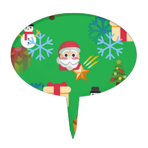green christmas emoji cake topper