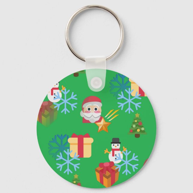 green christmas emoji keychain (Front)
