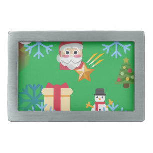 green christmas emoji rectangular belt buckle