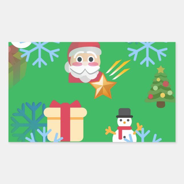 green christmas emoji rectangular sticker (Front)