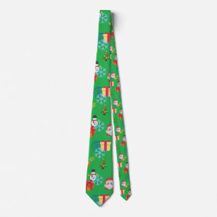 green christmas emoji tie
