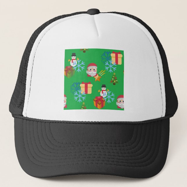 green christmas emoji trucker hat (Front)