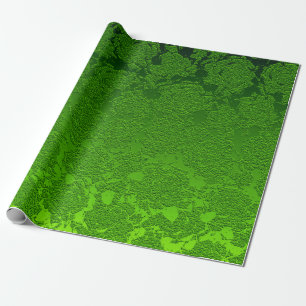 Green Christmas Floral Succulent Pattern Metallic Wrapping Paper