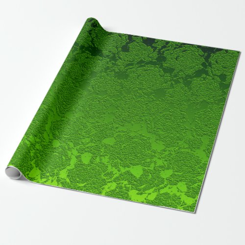 Green Christmas Floral Succulent Pattern Metallic Wrapping Paper