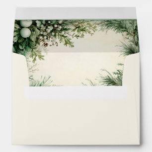 Green Christmas Flowers Envelope
