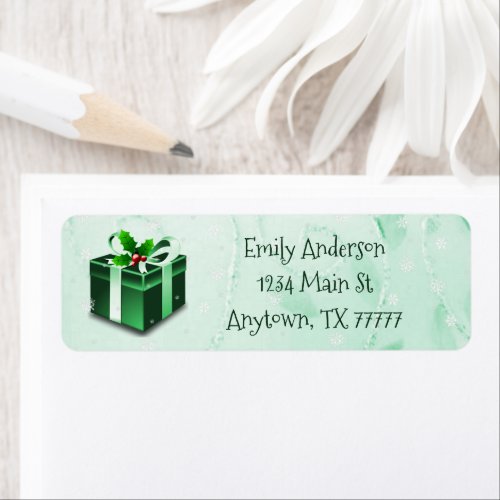 Green Christmas Gift Address Label