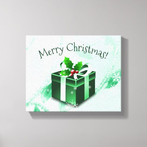 Green Christmas Gift Canvas Print