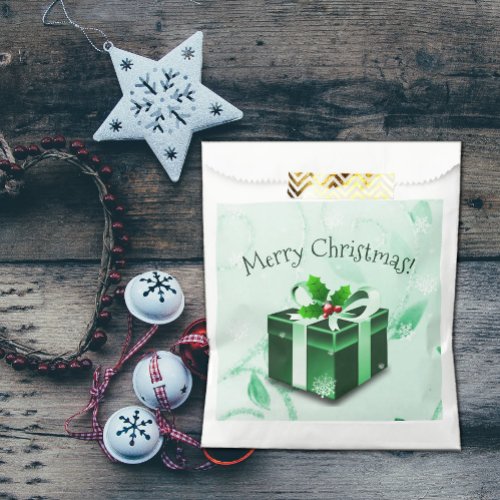 Green Christmas Gift Favor Bags