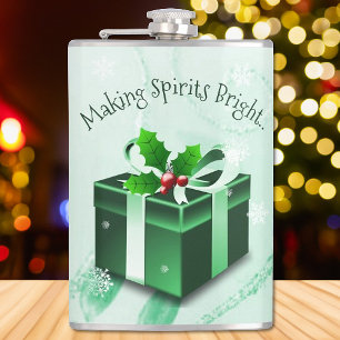 Green Christmas Gift Flask