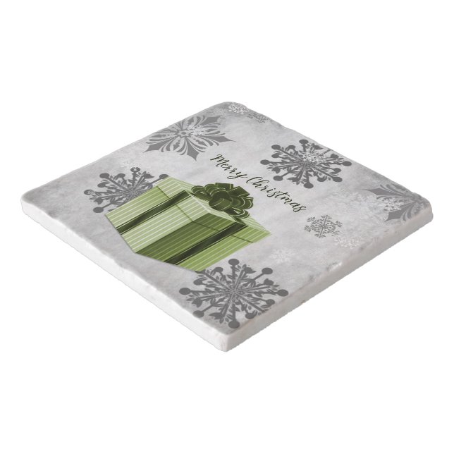 Green Christmas Gift Holiday Trivet (Corner)