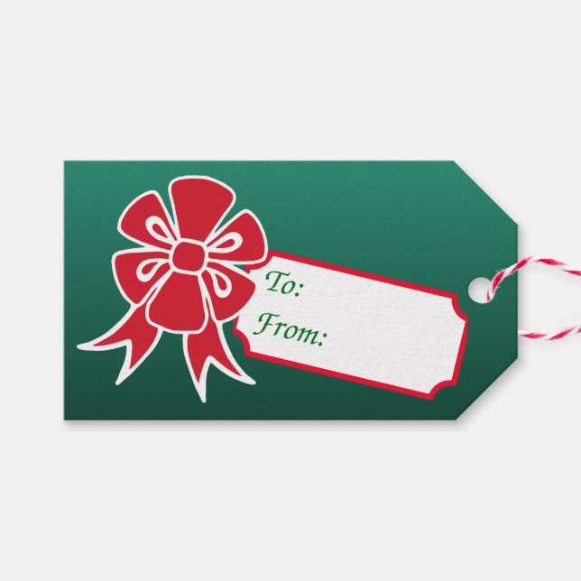 Green Christmas Gift Tags (Front (Horizontal))