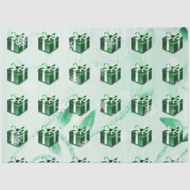 Green Christmas Gift Tissue Paper (Front)