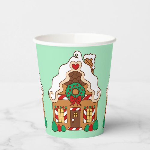 Green Christmas Gingerbread Coffee Drink Paper  Paper Cups