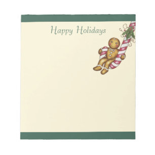 Green Christmas Gingerbread Stationery Notepad