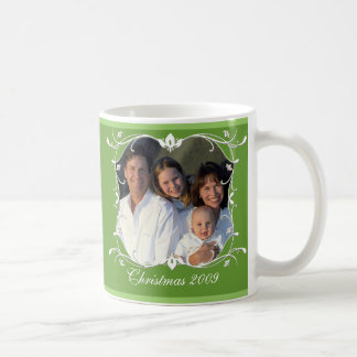 Green Christmas Holiday Family Photo Coffee Mug