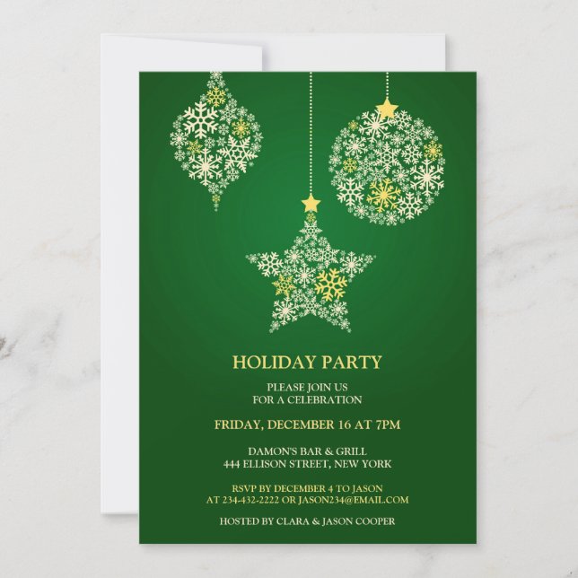 Green Christmas Holiday Party Invitation (Front)