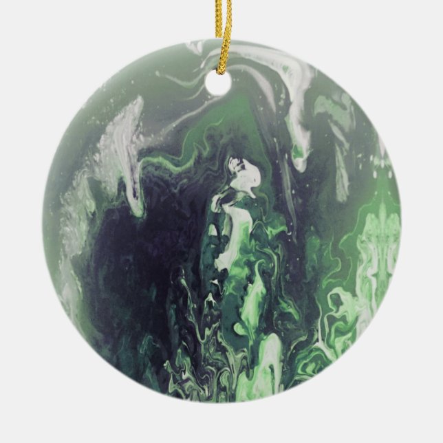 Green Christmas Holiday Tree Ornament Geode Marble (Front)