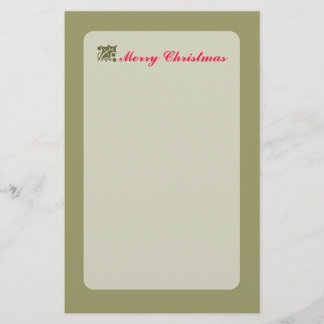 Green Christmas Holly Leaf Stationery