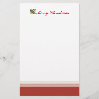 Green Christmas Holly Leaf Stationery
