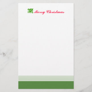 Green Christmas Holly Leaf Stationery