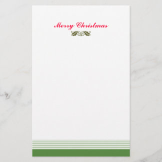 Green Christmas Holly Leaves Stationery