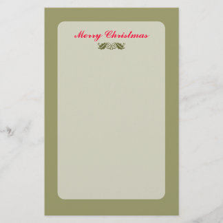Green Christmas Holly Leaves Stationery