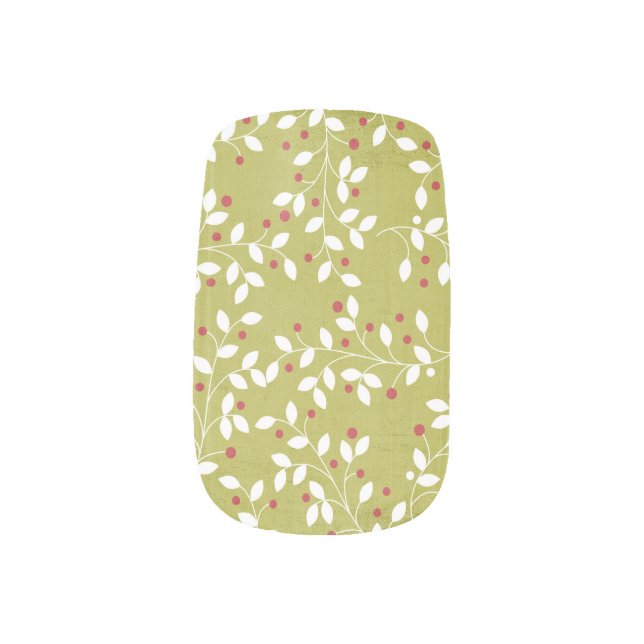 Green Christmas Holly Nail Art (Left Thumb)