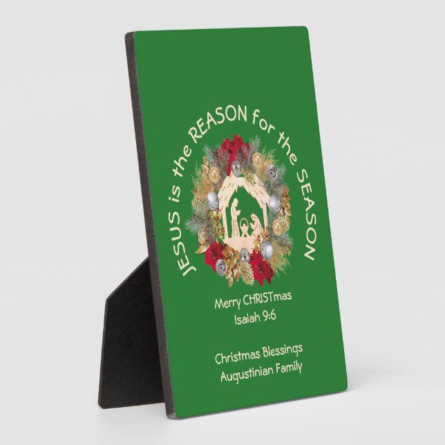 Green Christmas JESUS IS THE REASON Plaque (Side)