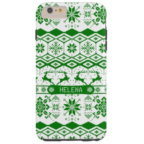 Green Christmas knitted patter Tough iPhone 6 Plus Case