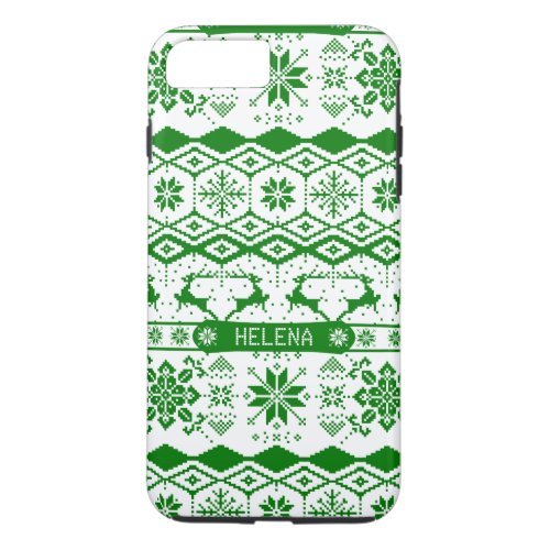 Green Christmas knitted patter iPhone 8 Plus7 Plus Case