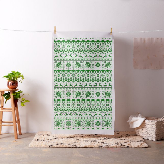 Green Christmas knitted sweater patter Fabric (In Situ)