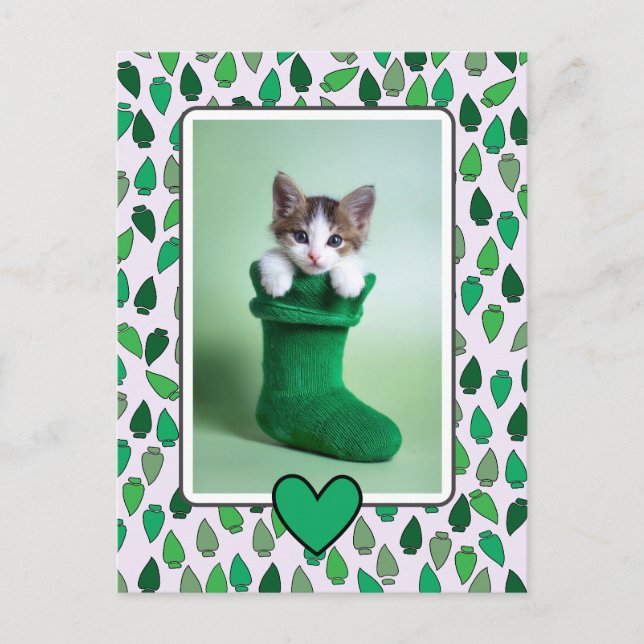 Green Christmas Lights Holiday Postcard (Front)