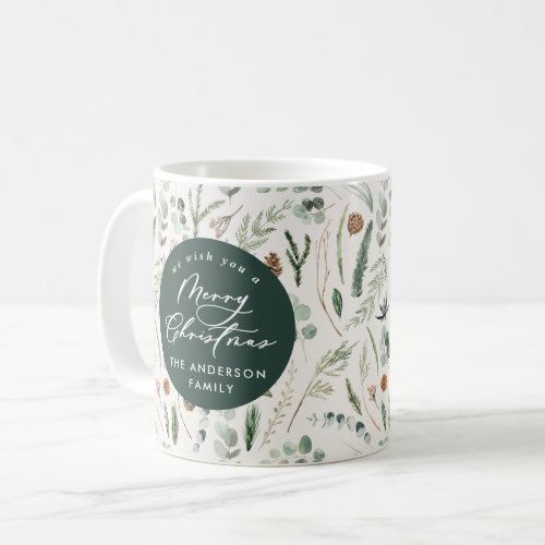 Green Christmas minimal elegant botanical photo Coffee Mug