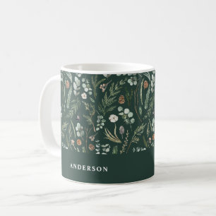 Green Christmas modern minimal botanical elegant Coffee Mug