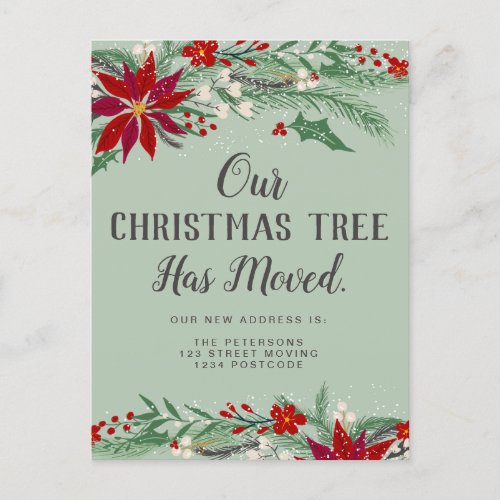 Green Christmas moved lights mistletoe moving Announcement Postcard