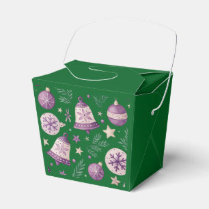 "Green Christmas Ornament and Bell Favor Box" Boxes