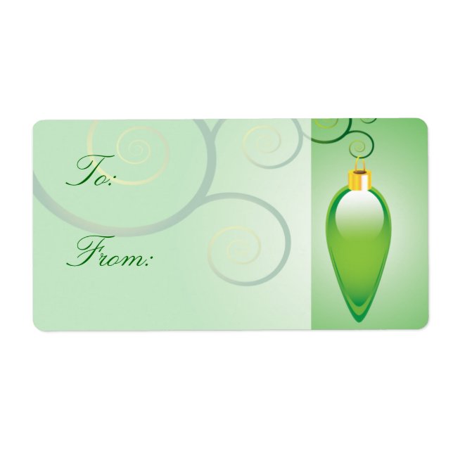 Green Christmas Ornament Gift Labels (Front)