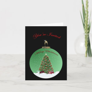 Green Christmas Ornament Invitation