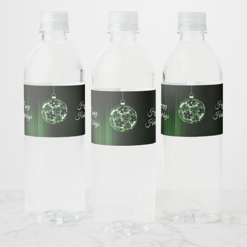 Green Christmas Ornament Water Bottle Label