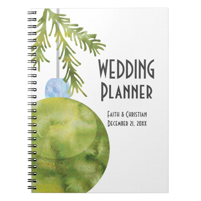 Green Christmas Ornament, Wedding Planner Notebook (Front)