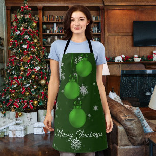 Green Christmas Ornaments Apron