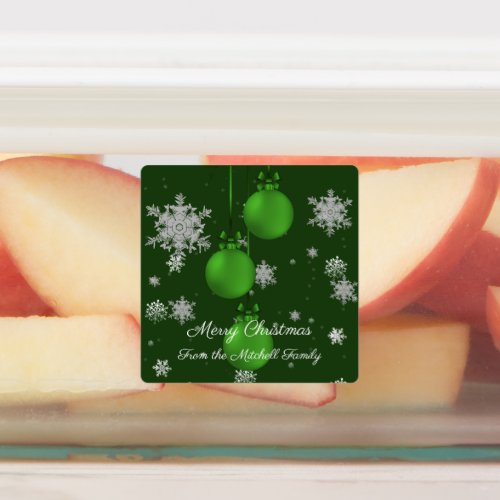 Green Christmas Ornaments Baking Labels