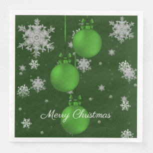 Green Christmas Ornaments Paper Napkin