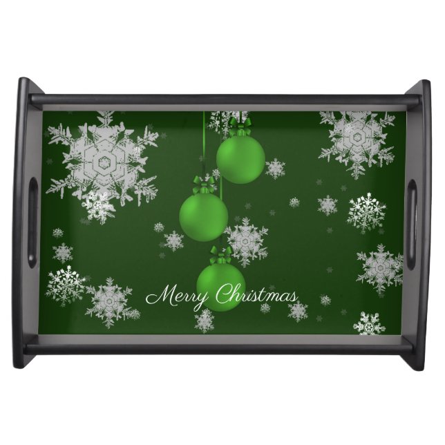 Green Christmas Ornaments Serving Tray (Front)