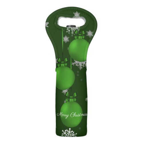 Green Christmas Ornaments Wine Tote