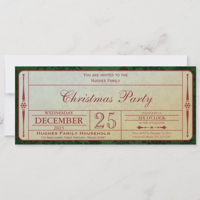 Green Christmas Party Invitation (Front)