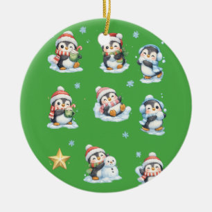 Green Christmas Penguin Ornament