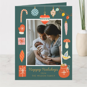 Green Christmas Photo Card   Modern Holiday